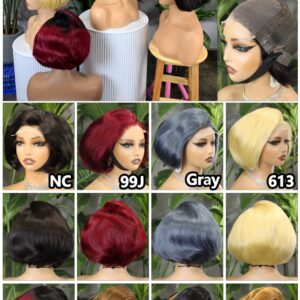 300% 5*5 SDD GLUELESS PIXIE F-5508 WIG HUMAN HAIR 100%