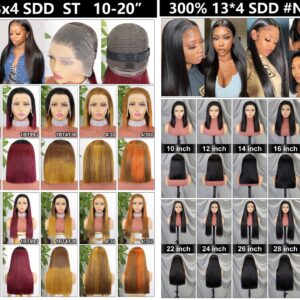 300% 13*4 SDD #ST #NC WIG HUMAN HAIR 100%