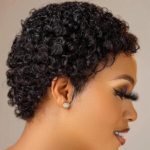 short afro curl human hair wig 100%