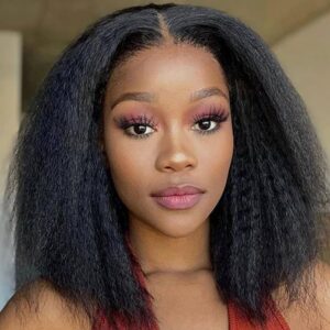 180% density 13*4 kinky straight bob human hair wig 100%