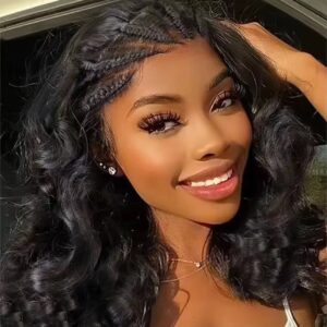 250% 13*4 BRAID+LOOSE HUMAN HAIR WIG 100%