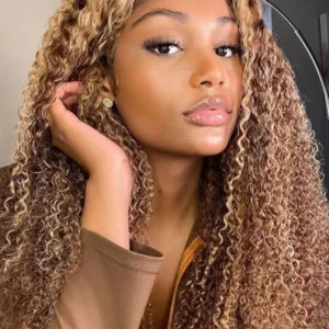 250% 13*4 PIXIE CURLY #4/30 HUMAN HAIR WIG 100%
