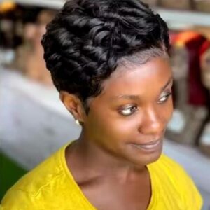 F-804 13*4 FULL FRONTAL LACE Pixie Curly HUMAN HAIR Wig 100%