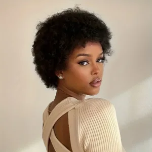 AFRO CURLY SHORT HUMAN HAIR WIG 100%